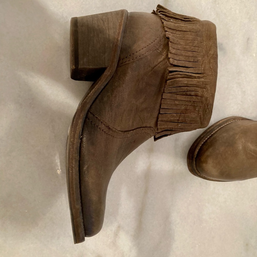 All Saints Cuban Fringed Leather Ankle Booties - Picture 6 of 16